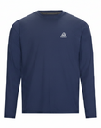 Navy long-sleeve shirt with a logo on a white background